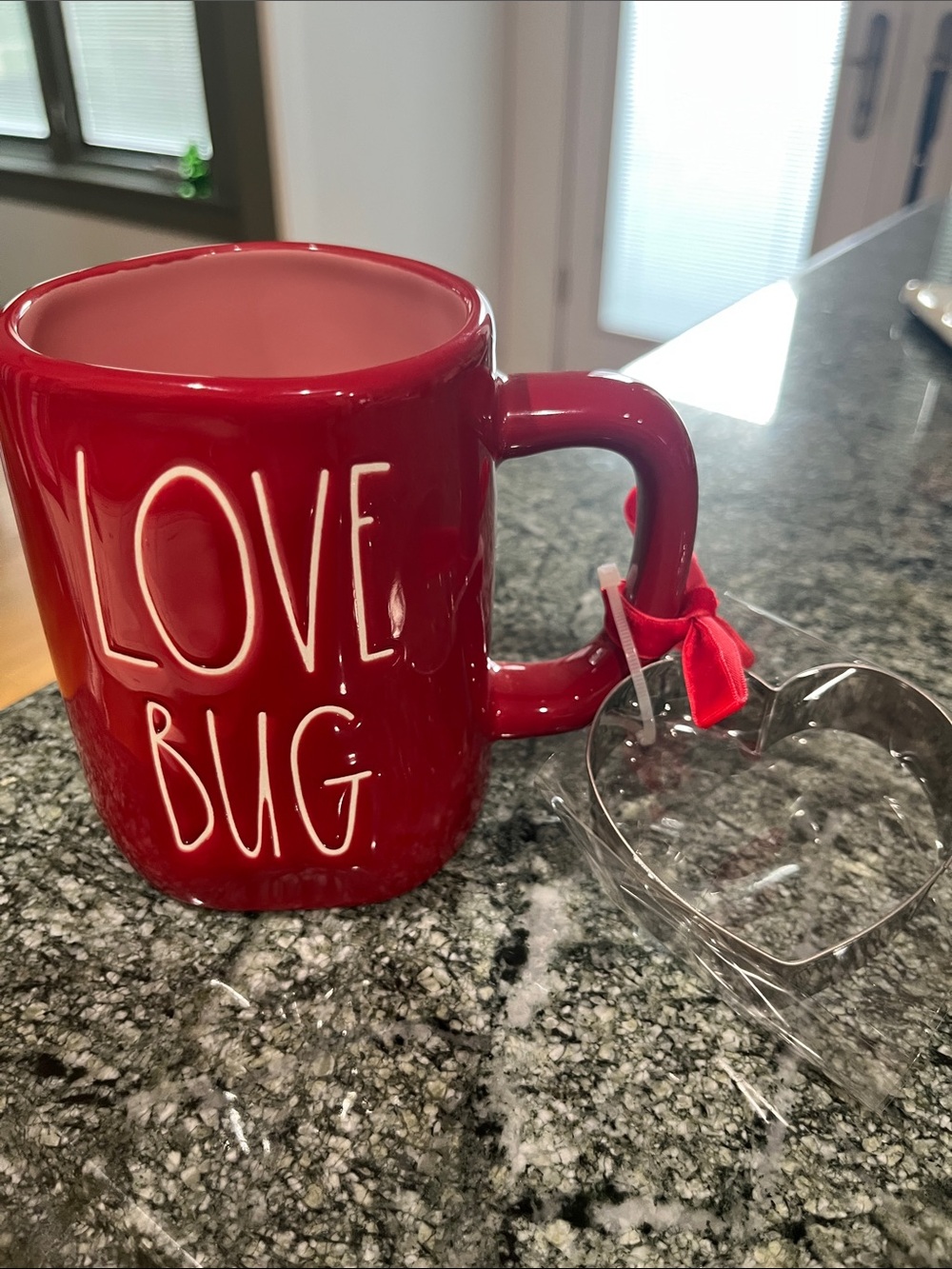 Rae Dunn Red "LOVE BUG" Ceramic Mug with Heart Accent
